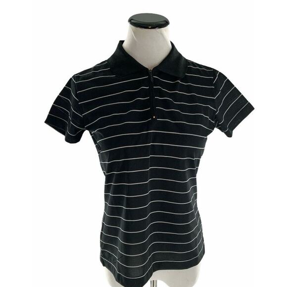 EP Pro Tour Tech Stripe Polo Shirt Womens M 1/4 Zip Short Sleeve Sporty Pullover - Picture 1 of 6